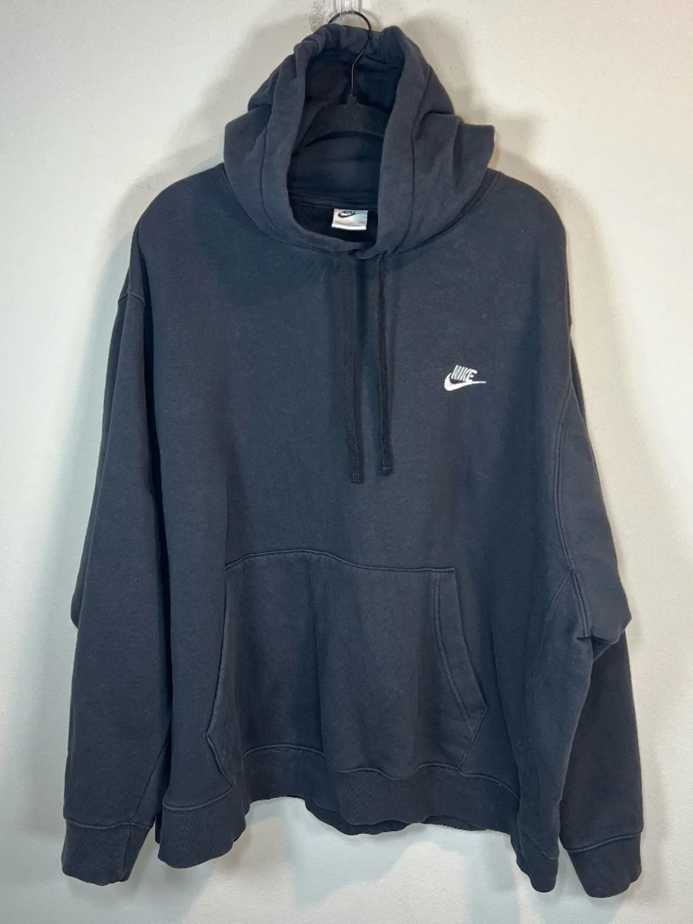 Nike Sportswear Club Pullover Hoodie Sweatshirt Black Embroidered Fleece Sz XXL